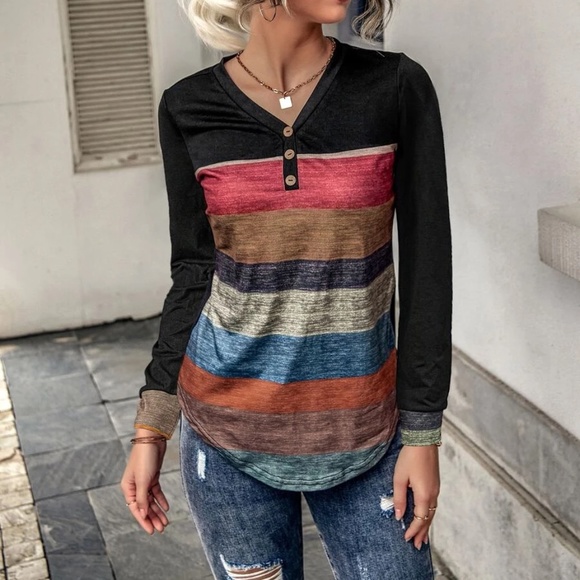 BellanBlue Multicolor Striped Long Sleeve Top - Picture 2 of 8